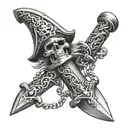 pirate sword with chain wrapped around the handle  tattoo design idea