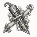 pirate sword with chain wrapped around the handle  tattoo design idea