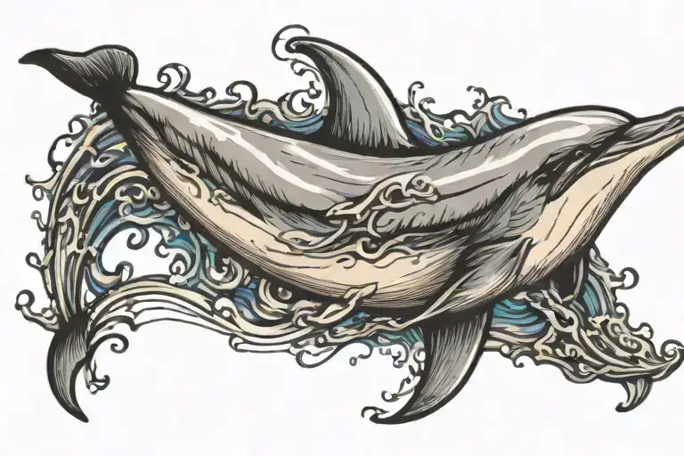 Dolphin jumping tattoo design idea