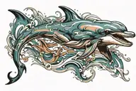 Dolphin jumping tattoo design idea