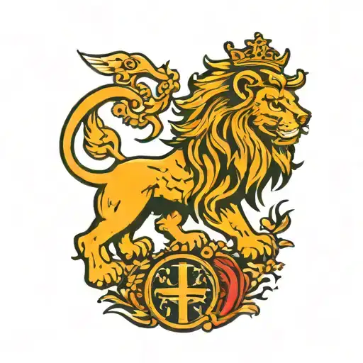 Scottish lion standing tattoo design idea