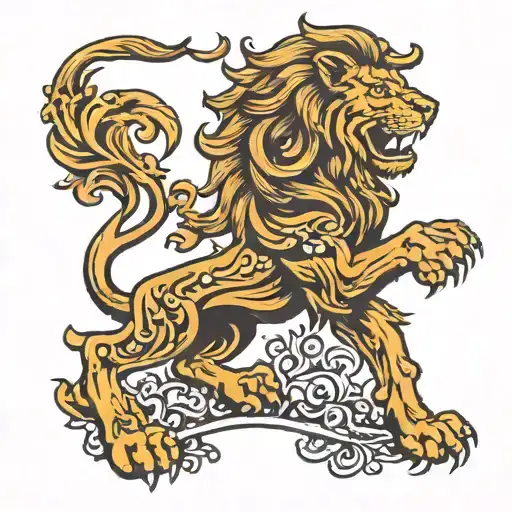 rampant lion standing tattoo design idea