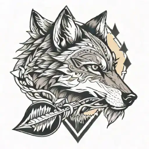 wolf arrow tattoo design idea