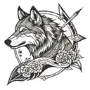 wolf arrow tattoo design idea