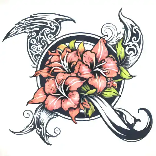 infinity memorial tàttoo incorporating à sail boat ànd à snapdragon gladiolus flower tattoo design idea