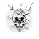 deteriorating skull with a tree growing out of it tattoo design idea