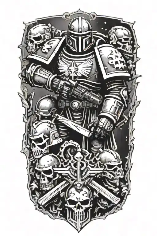 space marines 40k black templars tattoo design idea