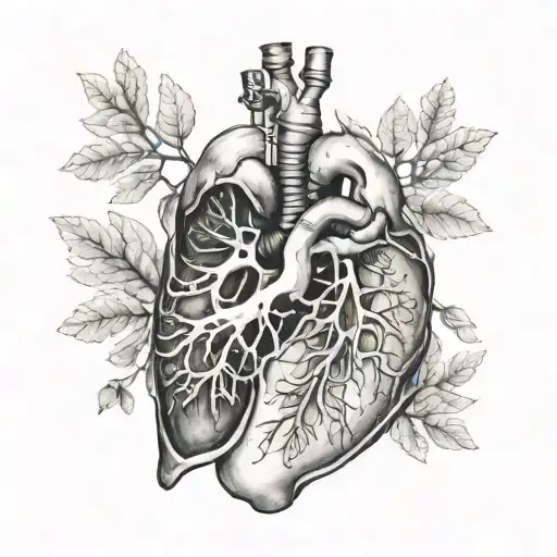 anatomical lung tattoo design idea