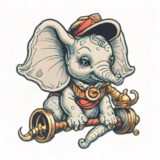 dumbo baby love tattoo design idea