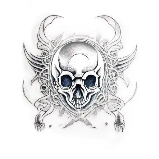 Odin raven skull tattoo design idea