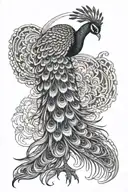 suminagashi peacock tattoo design idea