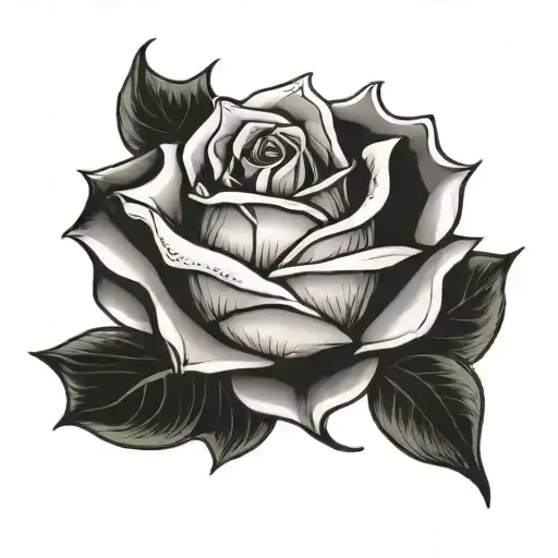 single rose bud wrapped tightly tattoo design idea
