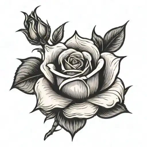 single rose bud on stem wrapped together tattoo design idea