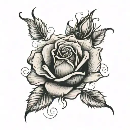 single rose bud wrapped loosely tattoo design idea