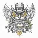 yelawolf slumerican style tattoo with owls music notes weed and whiskey  tattoo design idea