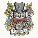 slumerican yelawolf inspired tatoo with owls weed whiskey and music tattoo design idea