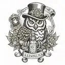 slumerican yelawolf inspired tatoo with owls weed whiskey and music tattoo design idea