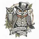 slumerican yelawolf inspired tatoo with owls weed whiskey and music tattoo design idea
