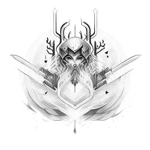 heart of fire and sword  tattoo design idea