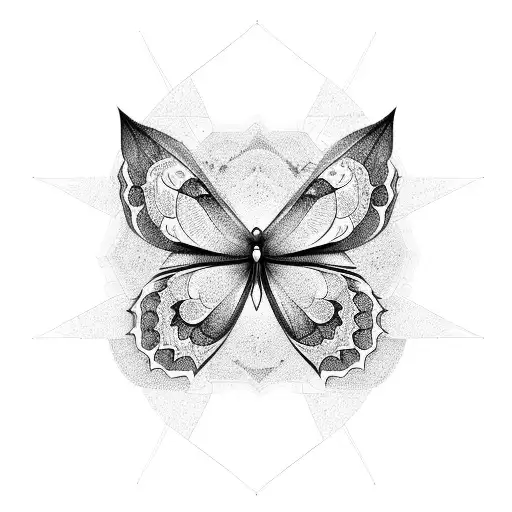 butterfly mandala geometric triangle tattoo design idea