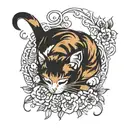 Calico cat sleeping tattoo design idea