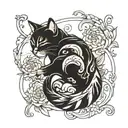 Calico cat sleeping tattoo design idea