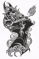 demon woman smoking weed tattoo design idea