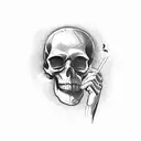skull smoking a joint and holding up middle finger tattoo design idea