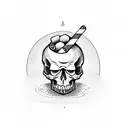 skull smoking a joint and holding up middle finger tattoo design idea
