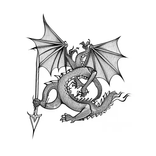 A dragon intertwined with an arrow, symbolizing strength and determination tattoo design idea