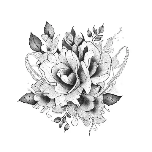 A beautiful bouquet of Krystal flowers intertwined with Hershey chocolate bars tattoo design idea