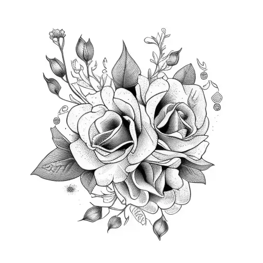 A beautiful bouquet of Krystal flowers intertwined with Hershey chocolate bars tattoo design idea