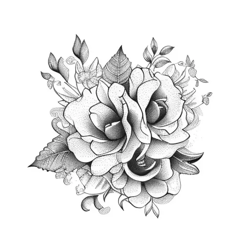 A beautiful bouquet of Krystal flowers intertwined with Hershey chocolate bars tattoo design idea