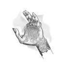 Hand touching a cloak tattoo design idea