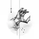 Hand touching a cloak tattoo design idea
