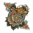 Mandala Asian inspired dragon tattoo design idea