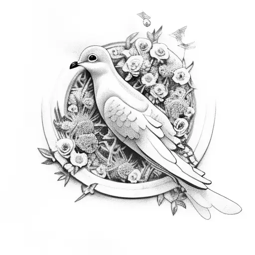 Jesus with doves and flowers leg sleeve  tattoo design idea