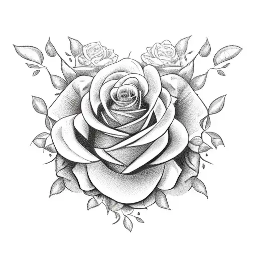 open book with roses and vines all around with skull heads in the center of the roses  tattoo design idea