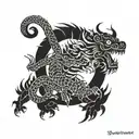 A dragon dancing with a tiger tattoo design idea