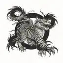 A dragon dancing with a tiger tattoo design idea