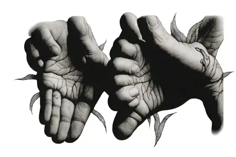 two baby hands reaching for each other  tattoo design idea