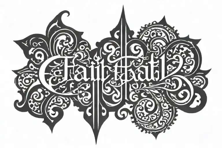 the word faith written in Arabic calligraphy tattoo design idea