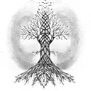 tree of life with circuit pattern roots and branches tattoo design idea