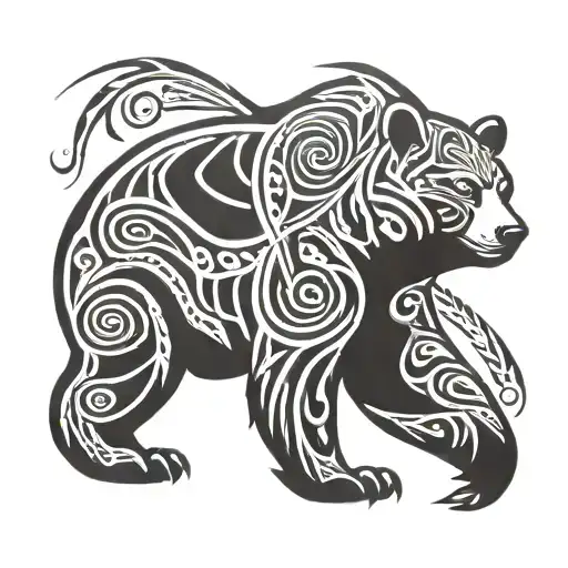tribal spirit bear walking away tattoo design idea