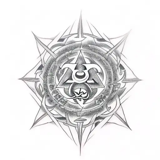 satanic, dark, pentagram tattoo design idea