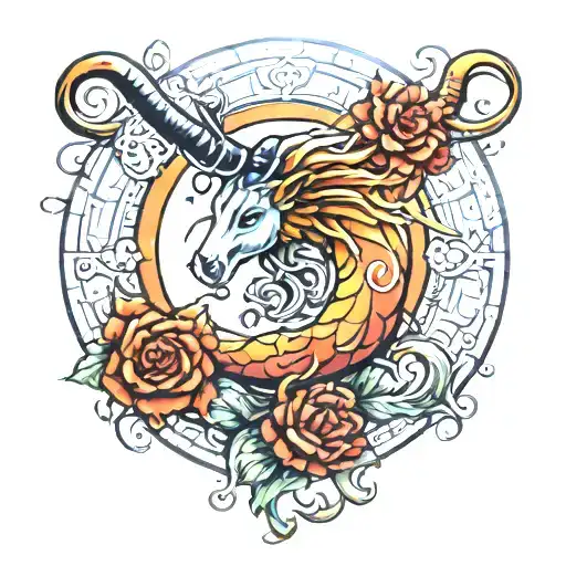 Scoprion Zodiac Sign with Letter J tattoo design idea