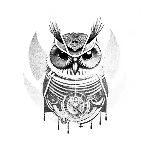 Steam Punk Owl tattoo design idea