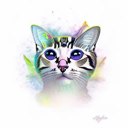 butterfly that is actually a cat Face  tattoo design idea