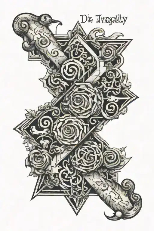 scroll that reads die tragically or live trying  tattoo design idea