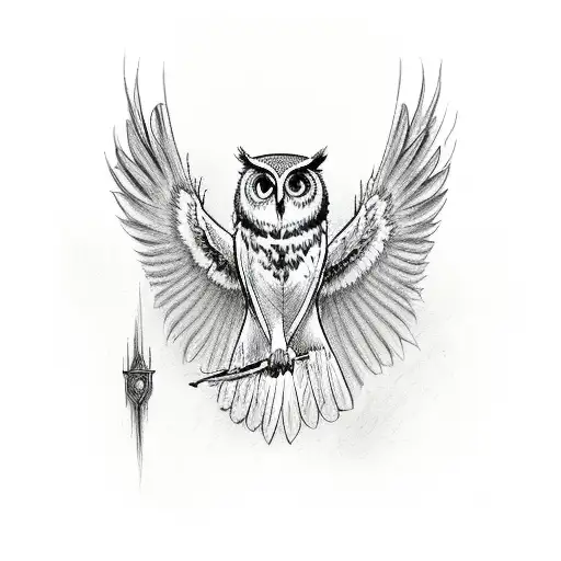 owl harry potter deathly hallows tattoo design idea